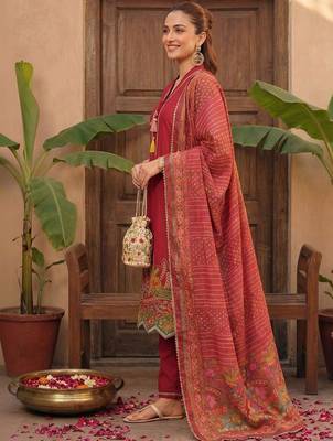 Women Ethnic Motifs Embroidered Regular Gotta Patti Kurta with Trousers & With Dupatta 6