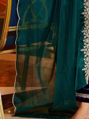 Women Ethnic Motifs Embroidered Regular Sequinned Velvet Kurta with Trousers & With Dupatta 6