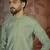 Mens green jacquard solid embroidered kurta