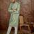 Mens green jacquard solid embroidered kurta