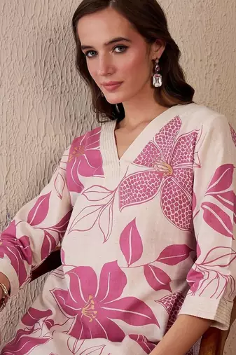 Women Floral Printed Regular Pure Cotton Kurta with Palazzos