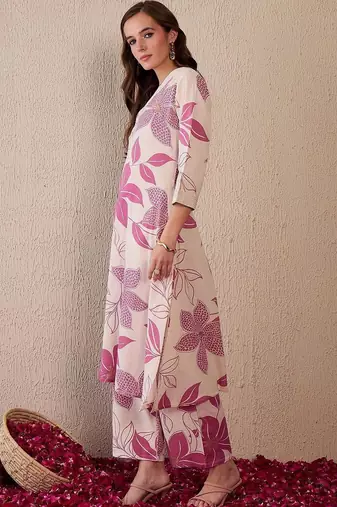 Women Floral Printed Regular Pure Cotton Kurta with Palazzos
