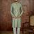 Mens green jacquard solid embroidered kurta
