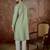 Mens green jacquard solid embroidered kurta