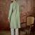 Mens green jacquard solid embroidered kurta