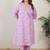 Plus Size Lavender Printed A-Line Kurta Trousers Set