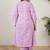 Plus Size Lavender Printed A-Line Kurta Trousers Set