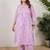 Plus Size Lavender Printed A-Line Kurta Trousers Set