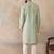 Mens teal jacquard ethnic motifs embroidered kurta