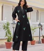 Women Animal Embroidered Regular Thread Work Pure Cotton Kurta with Palazzos