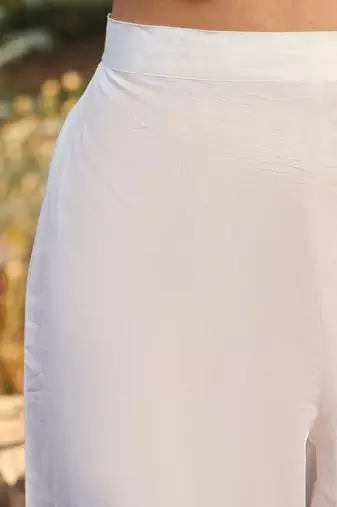 Floral Embroidered Pure Cotton Straight Kurta With Trousers & Dupatta