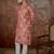 Mens silk blend pink abstract printed kurta