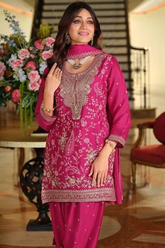 Women Ethnic Motifs Embroidered Regular Thread Work Kurta with Salwar & With Dupatta