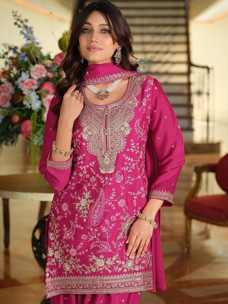 Women Ethnic Motifs Embroidered Regular Thread Work Kurta with Salwar & With Dupatta