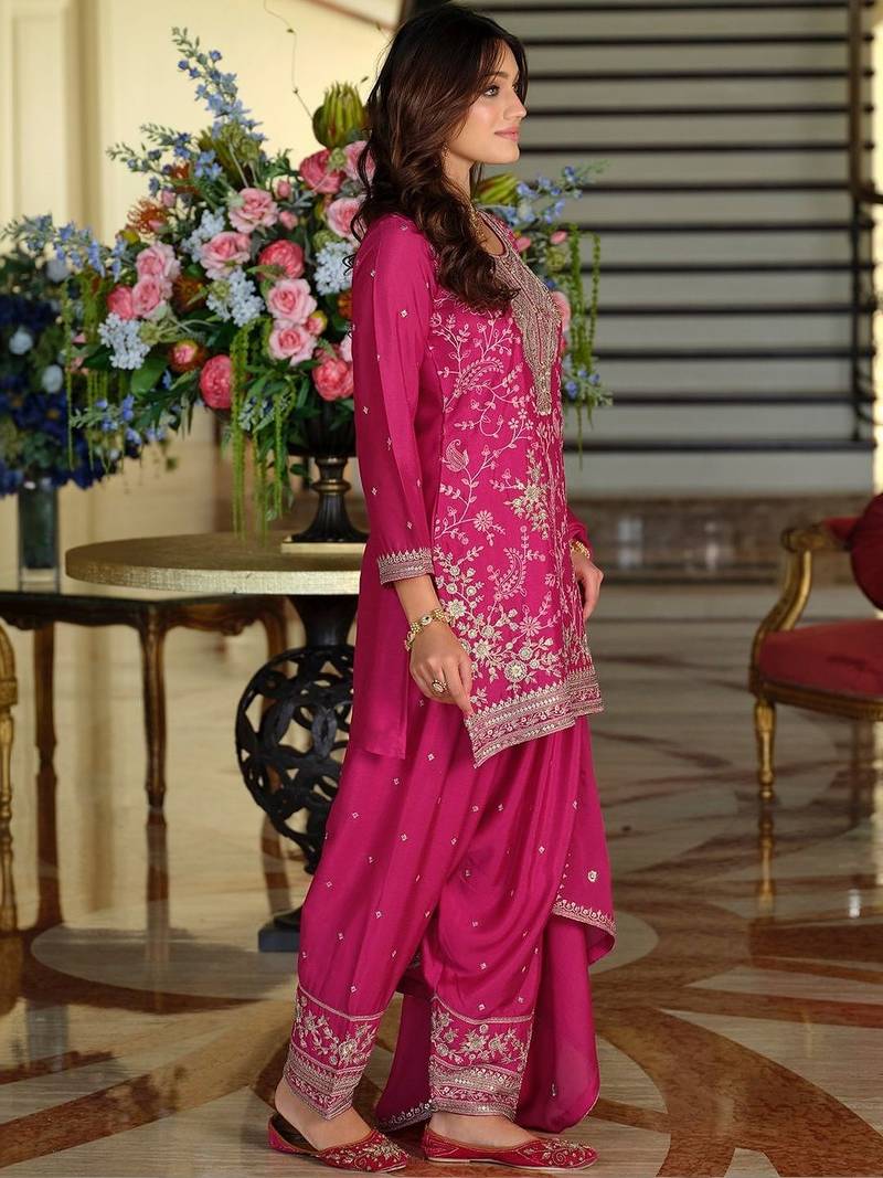 Women Ethnic Motifs Embroidered Regular Thread Work Kurta with Salwar & With Dupatta