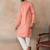 Mens coral jacquard ethnic motifs embroidered kurta