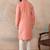 Mens coral jacquard ethnic motifs embroidered kurta