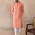 Mens coral jacquard ethnic motifs embroidered kurta