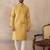 Mens yellow jacquard ethnic motifs embroidered kurta