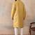 Mens yellow jacquard ethnic motifs embroidered kurta