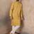 Mens yellow jacquard ethnic motifs embroidered kurta