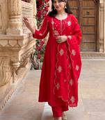 Women Ethnic Motifs Embroidered Regular Mirror Work Kurta with Trousers & With Dupatta