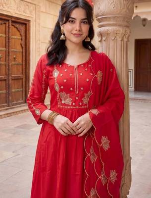 Women Ethnic Motifs Embroidered Regular Mirror Work Kurta with Trousers & With Dupatta 2