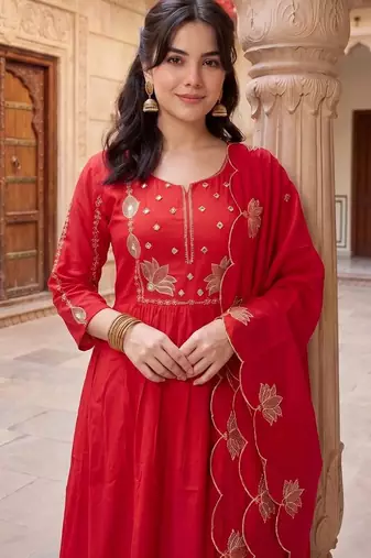 Women Ethnic Motifs Embroidered Regular Mirror Work Kurta with Trousers & With Dupatta