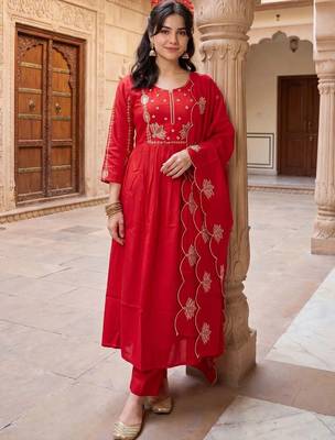 Women Ethnic Motifs Embroidered Regular Mirror Work Kurta with Trousers & With Dupatta 6