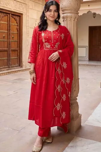 Women Ethnic Motifs Embroidered Regular Mirror Work Kurta with Trousers & With Dupatta