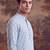 Mens blue linen ikkat print regular kurta with trouser