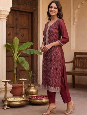 Women Ethnic Motifs Embroidered Regular Kurta with Trousers & With Dupatta 4