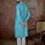 Mens blue linen bandhani print regular kurta with trouser
