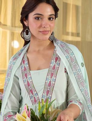 Ethnic Motifs Printed Panelled Pure Cotton Kurta with Trousers & With Dupatta 1