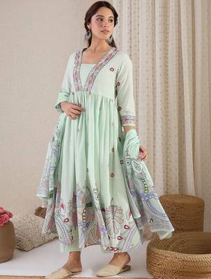 Ethnic Motifs Printed Panelled Pure Cotton Kurta with Trousers & With Dupatta 5