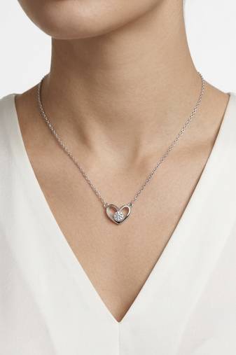 925 Sterling Silver Open Heart Solitaire Pendant Necklace Set for Women