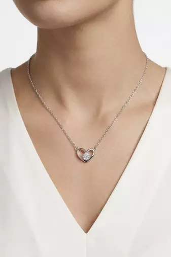 925 Sterling Silver Open Heart Solitaire Pendant Necklace Set for Women