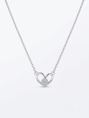 925 Sterling Silver Open Heart Solitaire Pendant Necklace Set for Women 2