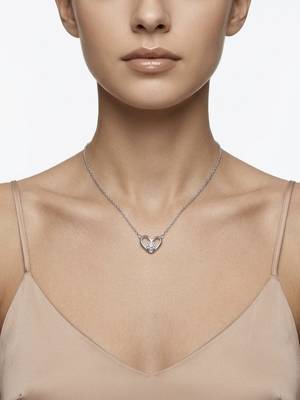 925 Sterling Silver Open Heart Solitaire Pendant Necklace Set for Women 5