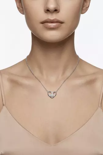 925 Sterling Silver Open Heart Solitaire Pendant Necklace Set for Women