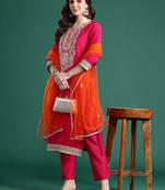 Ethnic Motifs Embroidered Kurta with Trousers & Dupatta