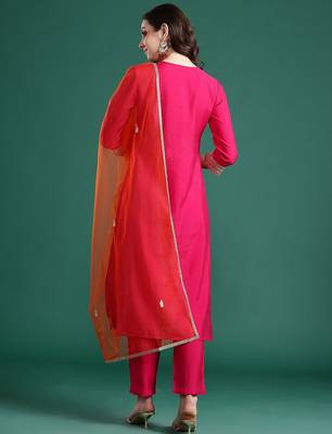 Ethnic Motifs Embroidered Kurta with Trousers & Dupatta 6