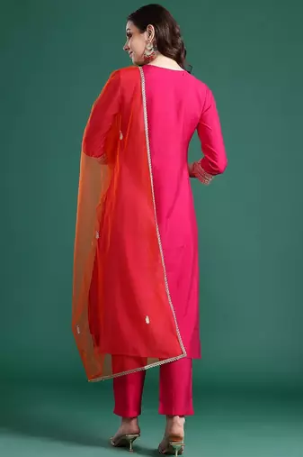 Ethnic Motifs Embroidered Kurta with Trousers & Dupatta