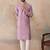 Mens lavender jacquard solid embroidered kurta with trouser