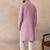 Mens lavender jacquard solid embroidered kurta with trouser