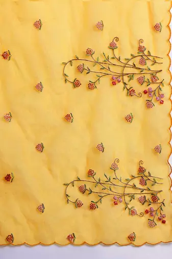 Floral Embroidered Thread Work Kurta with Trousers & With Dupatta