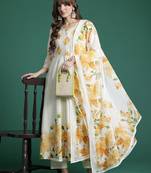 Floral Printed Empire Pure Cotton Kurta with Trousers & Dupatta