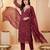 Women Bandhani Printed Regular Thread Work Kurta with Trousers & With Dupatta