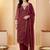 Women Bandhani Printed Regular Thread Work Kurta with Trousers & With Dupatta