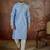 Mens blue jacquard solid embroidered kurta with trouser